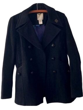 Diesel Made in Italy Jacket Black Wool Peacoat Double Breasted Classic Pea Coat